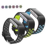 Jobese Replacement Bands Compatible with Fitbit Charge 2, 3-Pack Soft Breathable Silicone Sport Accessories Wristbands with Air Holes, Women Men