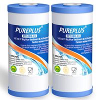 5 Micron 10" x 4.5" Whole House Big Blue Sediment and Activated Carbon Water Filter Replacement Cartridge Compatible with GE FXHTC, GXWH40L, GXWH35F, GNWH38S, 2-Pack