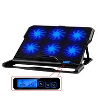 Laptop Cooling Pad, USB Powered Silent Gaming Laptop Notebook Cooler Cooling Pad Stand with 6 Fans and Blue LED Lights
