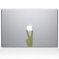 The Decal Guru Peace Sign Hand MacBook Decal Vinyl Sticker - 11" MacBook Air - Gold (1147-MAC-11A-G)