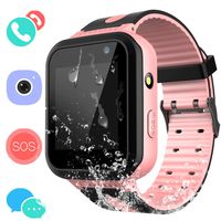 Kids Waterproof Smart Watch Phone - Boys & Girls IP67 Water-Resistant Smart Watch Phone with Camera Games Sports Watches Back to School Supplies Grade Student Gifts (01 S7 Pink Waterproof Watch)
