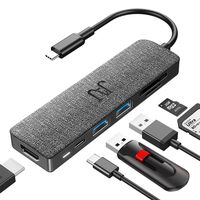 JAJ USB C Hub HDMI Adapter,6 in 1 Type C Dongle with 4k HDMI,2 USB 3.0,100W Power Delivery,SD/TF Card Readers Compatible for MacBook Pro/Air 2019/2018-2016 Thunderbolt 3,Chromebook, XPS,Type C Laptops