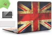 UESWILL 3in1 Rubberized Unique Pattern Solid Hard Shell Case Cover for MacBook 12 inch with Retina Dsiplay (Model: A1534) + Keyboard Cover and Screen Protector + Microfibre Cleaning Cloth,UK Flag