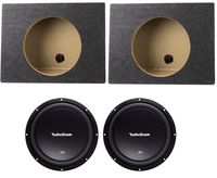 2) ROCKFORD FOSGATE R1S410 10" 300W 4-Ohm Subwoofers Woofers R1S4-10+Sub Box
