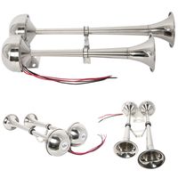 YaeGarden Marine Boat Dual Trumpet Horn Stainless Steel Dual Trumpet Horn 12V Low Tone
