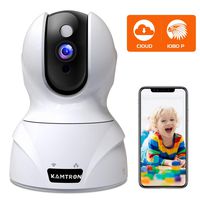 Security Camera 1080P Pet Camera - KAMTRON WiFi Home Security System for Office/Baby Monitor, 2.4Ghz PTZ Indoor IP Wireless Dome Camera with Night Vision, Two-Way Audio, Cloud Service Available, White