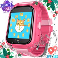Kids Smartwatch Phone for Girls Boys - Children Touch Phone Wrist Watch with SOS Call Voice Intercom Camera Flashlight Voice Maths Game for Students Age 4-12 (02 S8 Pink, GPS+WP Watch)