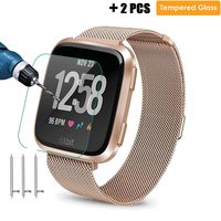 CONNICS for Fitbit Versa 2 / Versa/Versa Lite/SE Bands Women Magnetic Mesh Steel Replacement Adjustable Woven Band Sport Fitness Accessories Wristband Wearable +2 Screen Protector S