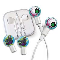 dekaSlides Cell Phone Earbuds and Slide On Decal Graphics Combo Pack, Removable Earbud Decals, Dripping Eyeball and Grim Skater