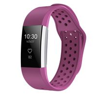 iGK Silicone Replacement Bands Compatible for Fitbit Charge 2, Adjustable Breathable Sport Strap Smartwatch Fitness Wristband with Air Holes with Clsap Purple Small