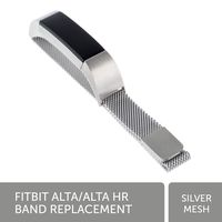 WITHit Designer Stainless Steel Mesh Replacement Band for Fitbit Alta/Alta HR, Silver - Secure, Adjustable, Fitbit Watch Band Replacement with Magnetic Closure, Fits Most Wrists