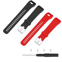 ECSEM Replacement Soft Silicone Bands and Straps Compatible with Garmin vivosmart HR+ ONLY (not for vivosmart hr) (2pc(Black + Red))