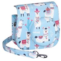 Blummy PU Leather Instax Mini 9 Camera Case for Fujifilm Instax Mini 8/ Mini 8+/ Mini 9 Instant Camera with Adjustable Strap and Pocket (Blue Alpaca)