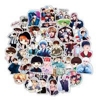 Cute Girl BTS Laptop Stickers 50pcs, Lovely Trendy Kids/Teen Vinyl Computer Waterproof Water Bottles Skateboard Luggage Decal Graffiti Patches Decal