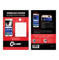 C-Slide Reusable Static Stickers Webcam Cover, White, High Grade Static Cling Vinyl, No Scratch Design, Fits iPhones, Android Smart Phones Tablets and iPads, 1mm Thick, 12-Pack