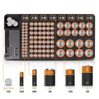 Battery Organizer Storage Case, Portable Battery Tester Wall-mounted No Lid Snap Energy Batteries AA AAA C D 9V Lithium 3V Holder Box Large Capacity Durable