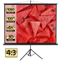 Topeakmart 100 Inch 4:3 Tripod Projector Screen 4K HD 3D Indoor Outdoor Height Adjustable Foldable Portable Projector Movies Screen with Stand