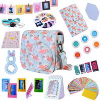 Tiessic 13 in 1 Instax Mini 9 Camera Accessories Bundles for FujiFilm Instax Mini 9 8 8+ Camera with Mini 9 Case/Album/Selfie Lens/Filters/Wall Hang Frames/Film Frames ETC - Ice Blue Flamingo