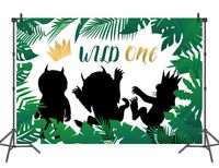 8x6ft Wild One First Birthday Backdrop Jungle Safari Animals Woodland 1st Birthday Photography Background Vinyl Cake Table Decoration Party Banner Backdrops