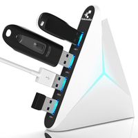 USB Hub 3.0 Vertical Data Hub with Long Cord - 4 Port Black & White Charger Splitter USB Extension Cable - Extra USB Ports for Devices Such as Xbox One PS4 Mac PC Laptop Desktop