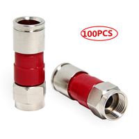 RG6 Push On Connector, 100-Pack F Type Compression Fitting Weatherproof and Waterproof End RFAdapter for Outdoor TV Coax Cable, Antenna, Satellite, Dish Network