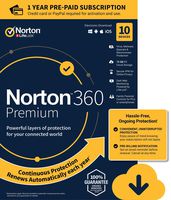 Norton 360 Premium - Antivirus software for 10 Devices with Auto Renewal - Includes VPN, PC Cloud Backup & Dark Web Monitoring powered by LifeLock - 2020 Ready [Download]