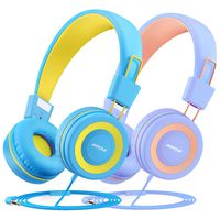 Mpow CH8 Kids Headphones (2-Pack), Foldable Wired Cord On-Ear Headsets, Safety Volume Limited, Comfortable and Durable Earphones w/Audio Splitter for Toddlers/Children/School/Travel/Plane