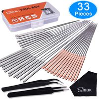 SIQUK 33 Pcs 3D Printer Nozzle Cleaning Kit 30 Pcs 0.15mm, 0.25mm, 0.35mm, 0.4mm, 0.5mm Cleaning Needles 2 Pcs Tweezers and 1 Pc Cleaning Cloth