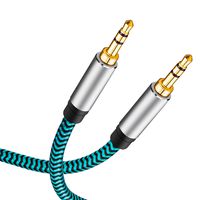 Hftywy Aux Cable, 3.5mm Male to Male Stereo Aux Cord 3.5mm Auxiliary Audio Cable Nylon Braided Male to Male Stereo Audio Cables Compatible Car/Home Stereos,Speaker,iPhone iPod iPad,Headphones (100ft)