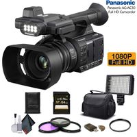 Panasonic AG-AC30 Full HD Camcorder (AG-AC30PJ) with 64GB Memory Card, LED Light, Case, Telephoto Lens, and More - Advanced Bundle