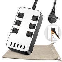 Power Strip - 6-Outlet Surge Protector with 5 USB Ports Fast Charging (4.8A) UL Listed, 18AWG 6Ft Long Extension Cord, Adjustable Voltage 110-240V for iPhone iPad Home Dorm Office Laptop Computer