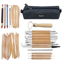 Meuxan 33PCS Clay & Pottery Sculpting Tool Kit with Canvas Storage Case