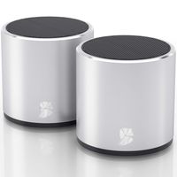 HeadSound H2 True Wireless Bluetooth Speakers, Latest Powerful Dual Twin Portable Mini Speaker Set w/Surround HD Sound, Instant Pairing with Built in Mic for HandsFree Calls for Home (Silver)
