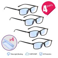 LYCAON Reading Glasses 4 Pairs Lightweight Anti Eye Fatigue UV Blue Light Blocking Glasses Computer Glasses for Men Women with 4 Portable Glasses Cases (+2.5, 4 Black)