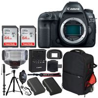 Canon EOS 5D Mark IV DSLR Camera (Body Only) + SanDisk 64GB Ultra UHS-I SDXC Memory Card (Class 10) + Vivitar Series 1 Trolley Backpack Case + TTL Digital Flash + Quality Tripod - Professionals Bundle