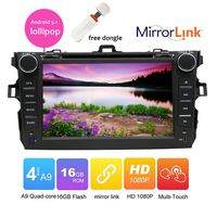 free internet dongle+Quda-core CPU In dash Car Multimedia GPS Navigation System Android 5.1 Lollipop Car DVD Player car stereo headunit For TOYOTA COROLLA 2007-2013 Bluetooth SD/AUX/USB/ Wifi