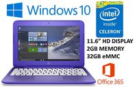 HP Stream 11.6-inch Laptop PC (2016 Model) with 1 Year Office 365 Personal, Intel Celeron N3050 1.6GHz, 2GB DDR3L RAM, 32GB SSD, Bluetooth, Wifi, Windows 10 (Purple)