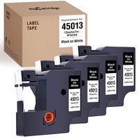 myCartridge 4-Pack Compatible with DYMO D1 Label Tape 45013 (S0720530) Black on White Replacement for DYMO Label Manager 160 280 420P PnP 220P 360D 450 210D(1/2 Inch x 23 Feet, 12mm x 7m)