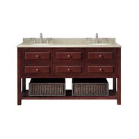 Ove Decors Danny 60 Bathroom Double Vanity with Brown Peppered Granite Countertop and Two Undermount Ceramic Basins, Warm Chocolate, 60-Inch