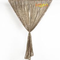 LQIAO Light Gold Sequin Curtain 96in Sparkly Sequin Fabric Backdrop Photo Booth Background Curtain Panel for Bedroom Window Curtains Living Room Elegant Drapes Curtains, Hook 50x96in(125x245cm))