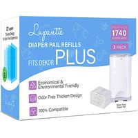 Dekor Plus Diaper Pail Refills Up to 1740 Diapers by Lupantte, 100% Compatible for Dekor Plus Size Diaper Pails, No Scent, 22 Layers 90% Extra Thicken Design for Odorless Experience, 3 Packs