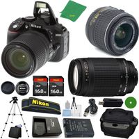 ZeeTech Ultimate Bundle for D5300 24.2 MP DSLR, NIKKOR 18-55mm f/3.5-5.6 Auto Focus-S DX VR, Nikon 70-300mm f/4-5.6G Auto Focus Nikkor,2pcs 16GB ZeeTech Memory, Camera Case