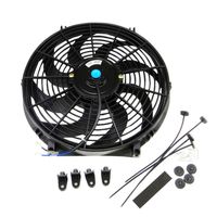Universal Slim Fan Push Pull Electric Radiator Cooling 12V 80W Mount Kit (14", Black)