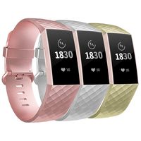 adepoy Compatible with Fitbit Charge 3 Bands for Women Men Large Small, Adjustable Replacement Wristbands for Fitbit Charge 3 and Fitbit Charge 3 SE, 3 Pack, Gold, Rosegold, Silver, Large