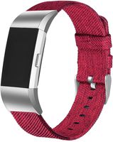 bayite Canvas Bands Compatible Fitbit Charge 2, Soft Classic Replacement Wristband Straps Women Men, Wine Small (5.5-6.7 Inch)