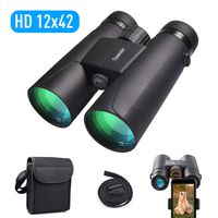 Tovendor Binoculars for Adults, 12x42 Compact Lightweight Long Distance Binocular for Bird Watching, Hunting, with Weak Light Night Vision, Phone Mount