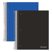 Oxford 5-Subject Poly Notebooks, 11" x 8.5", College Rule, Assorted Color Covers, 200 Sheets, 5 Poly Divider Pockets, 2 Pack (10388)