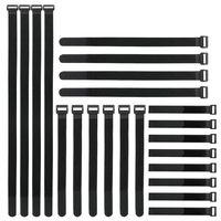 Reusable Fastening Cable Straps and Cable Ties Set 24 Pack(8"-12"-18"-24"), YiwerDer Adjustable Hook Loop Cord Management Wire Organizer Straps