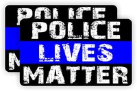 (2) POLICE LIVES MATTER Weatherproof Vinyl Bumper Stickers | Car Window Decals | 3x5 Pair Lot Laptop Jeep 4x4 Truck Rescue Cops Law Enforcement Thin Blue Line EMT Paramedic Sticker Labels