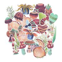 Yummy Bun Woodland Forest Mushroom Waterproof Sticker for Laptop, Phone Case, Water Bottles, Boys, Women, Men, Easily Remove No Residue Tropical Stickers Decals for Scrapbook, Journal, Planner -34pcs